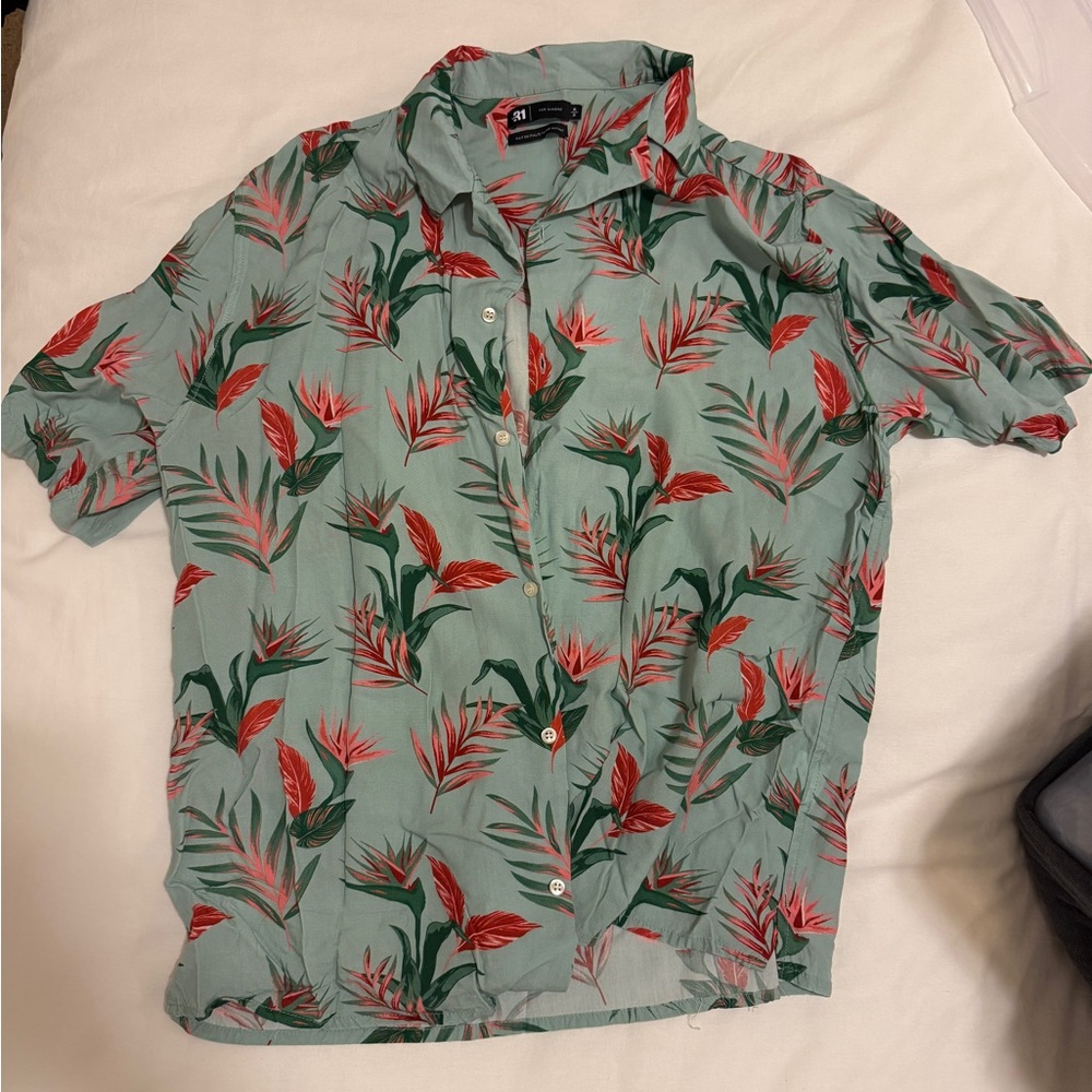 Simons Floral Green Shirt Medium